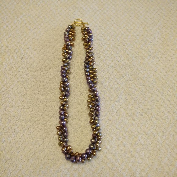 NEW CHAMPAGNE AND PLUM BAROQUE PEARL NECKLACE - Picture 1 of 4